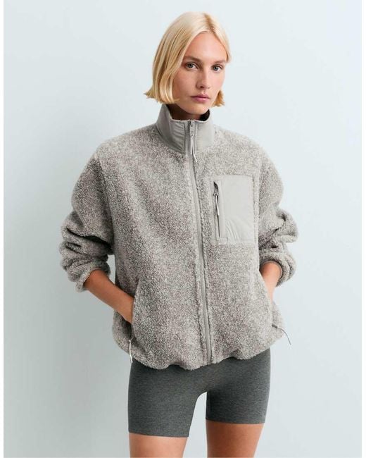 Oysho Gray Faux-shearling Jacket