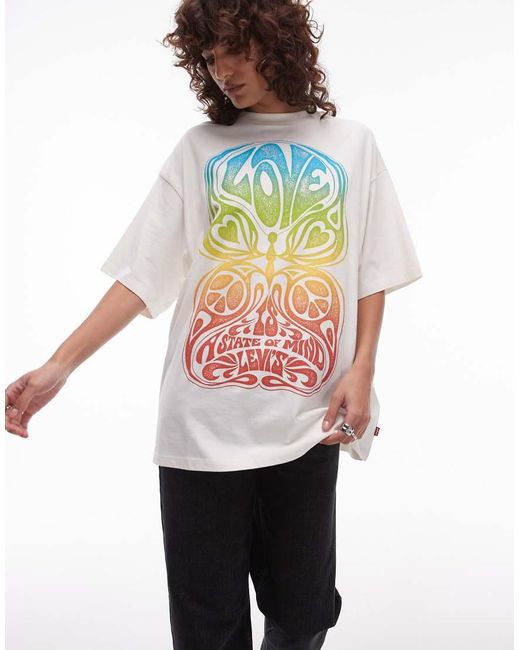 Camiseta Blanca Extragrande Con Estampado "Love" De Levi's de color White
