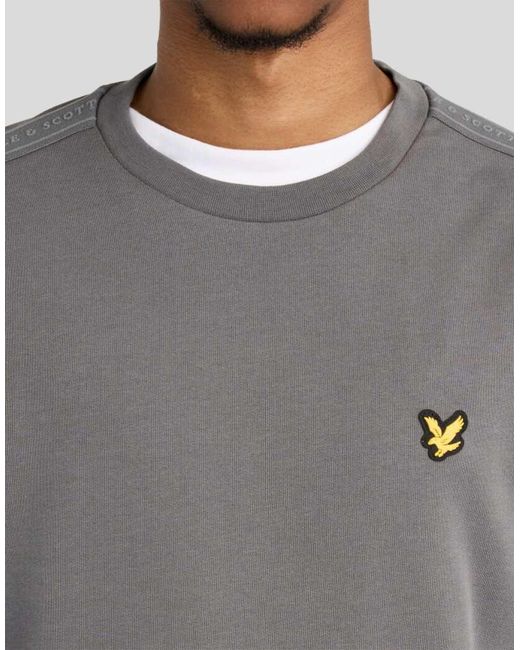 Lyle & Scott Gray Mid Layers Jacquard Tape Crew Neck for men