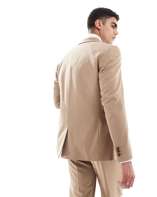 ASOS Natural Double Breasted Regular Suit Jacket for men