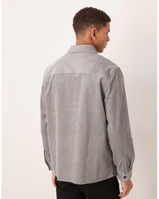 Mango Gray 100% Cotton Cord Shacket for men