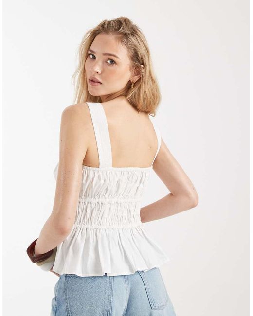 ASOS White Cami With Ruched Detail And Bows