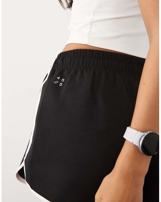 4505 Black Performance Jersey 3"" High Waist Retro Stripe Shorts