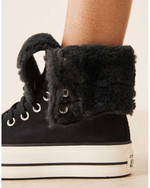 Converse Black Chuck Taylor All Star Fold Over Lift Trainers
