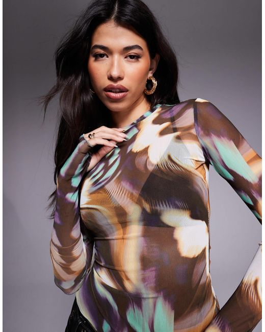 AFRM Gray Kaylee Long Sleeve Mesh Top