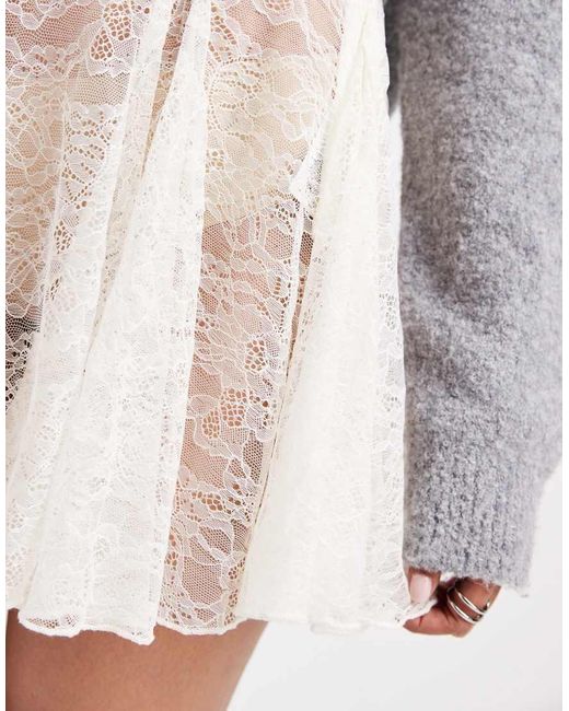 ASOS Brown Sheer Lace Godet Mini Skirt