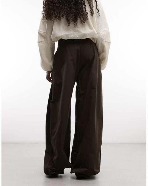 Monki Brown Woven Balloon Trousers