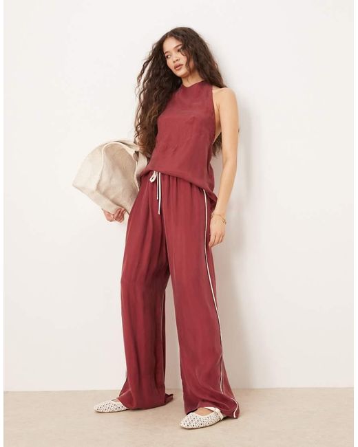 Vrg Grl Red Moonscapes Wide Leg Trouser Co-ord
