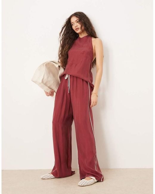 Vrg Grl Red Moonscapes Wide Leg Trouser Co-ord