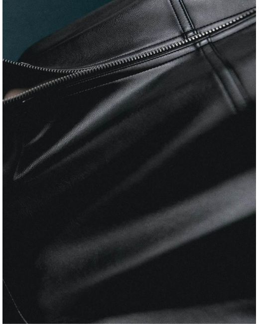 Stradivarius Gray Leather Effect Balloon Jacket With Belt