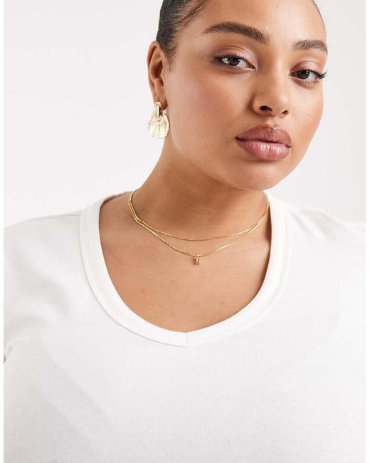 ONLY White V-neck Long Sleeve Top