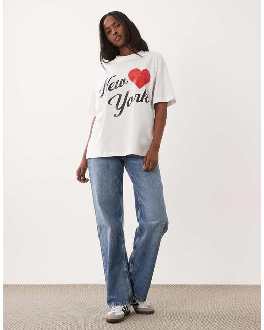 ASOS White Short Sleeve Oversized T-Shirt With New York Graphic