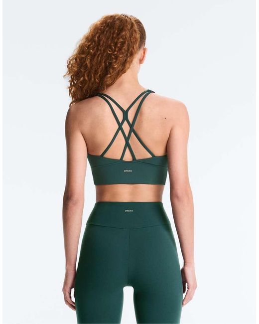 Oysho Green Medium-support Comfortlux Sports Bra With Cups