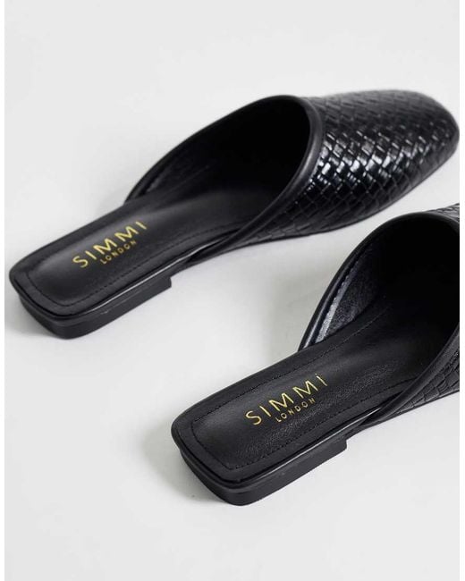 SIMMI Black Simmi London Nichola Wide Fit Woven Flat Mules