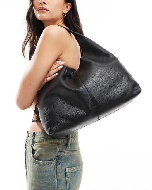 & Other Stories Black Leather Tote Bag
