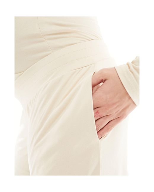Mamalicious maternity - pantaloni beige mélange a fondo ampio con fascia sopra il pancione di Mama.licious in White