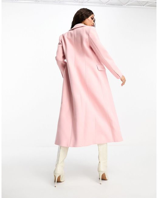 Cappotto lungo con dettaglio oversize polvere di Forever New in Pink