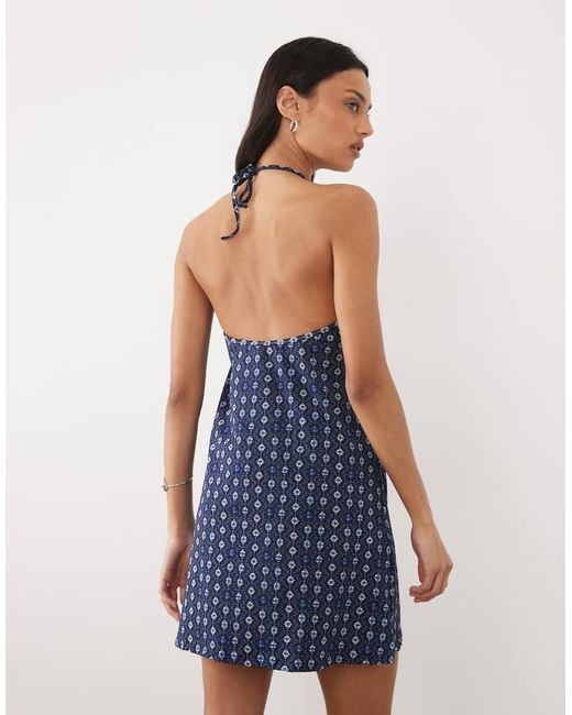 Mango Blue Teen Halterneck Mini Dress