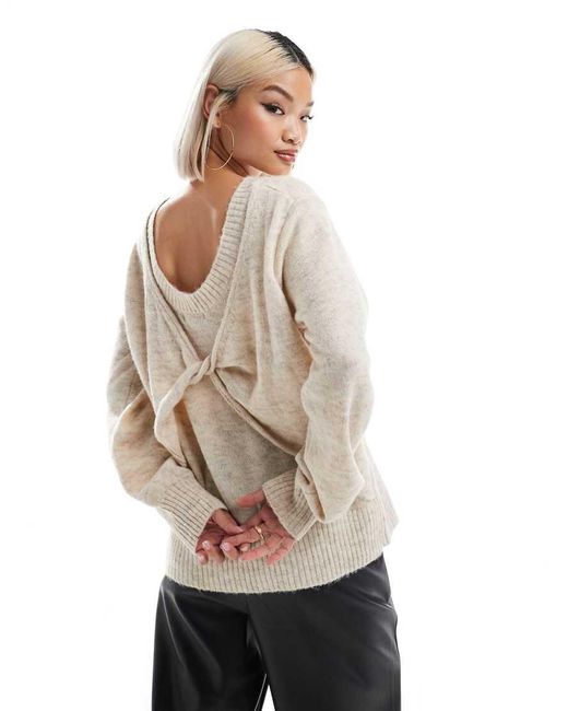 French Connection Natural Knitted Jumper With Twist Back Detail