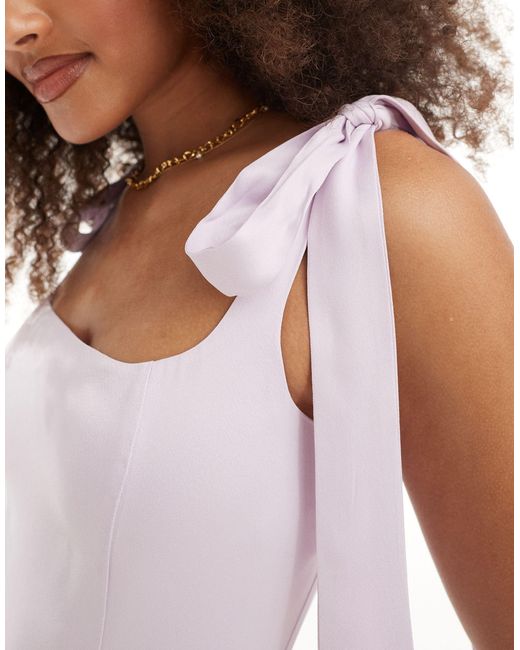 Maids To Measure Purple Bridesmaid Tie Shoulder Maxi Dress