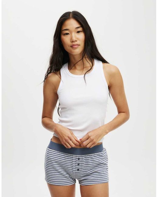Cotton On Blue Peached Jersey Stiped Boyshorts