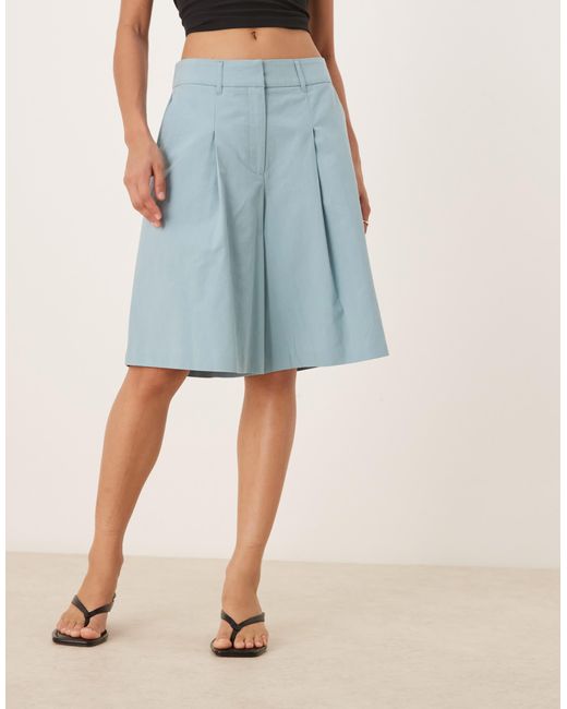 ASOS Blue Longline Pleat Front Safari Shorts