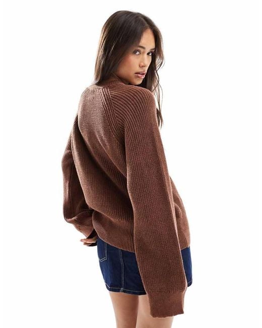 ASOS Brown Laundered Raglan Crew Neck Knitted Jumper