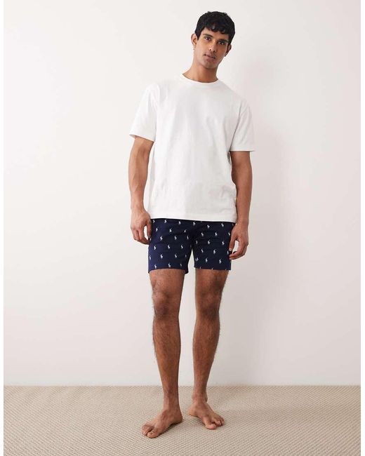 Polo Ralph Lauren White All Over Icon Logo Jersey Short for men