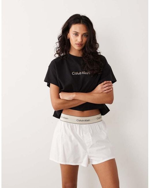 Calvin Klein White Heritage Cotton Logo Waistband Shorts