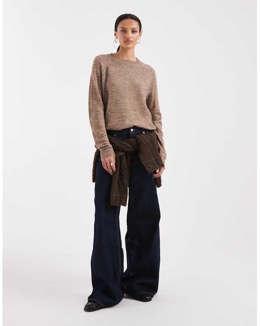 Pieces Brown High Neck Jumper