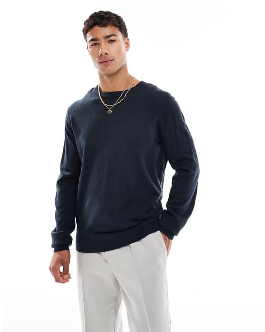Threadbare – pullover mit rundhalsausschnitt in Blue für Herren