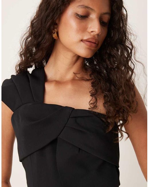 Mango Blue One Shoulder Bow Jumpsuit