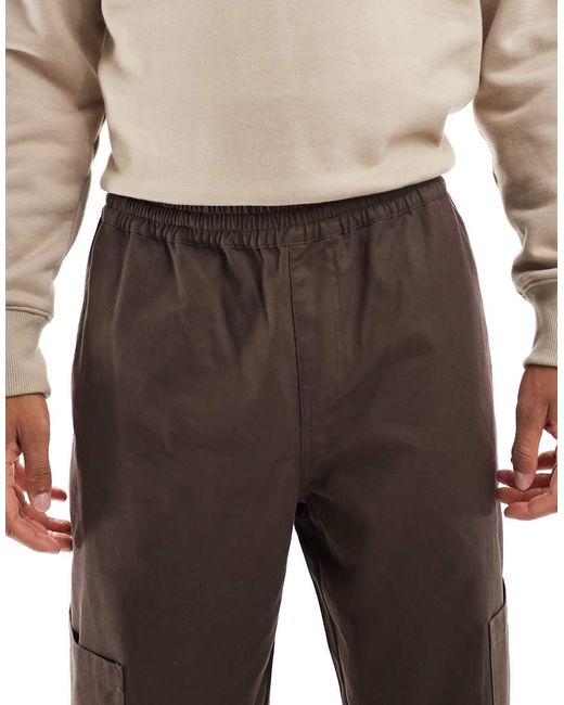 ASOS Brown baggy Pull On Cargo Pants for men