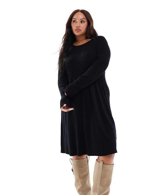 ONLY Black Skater Knitted Midi Dress
