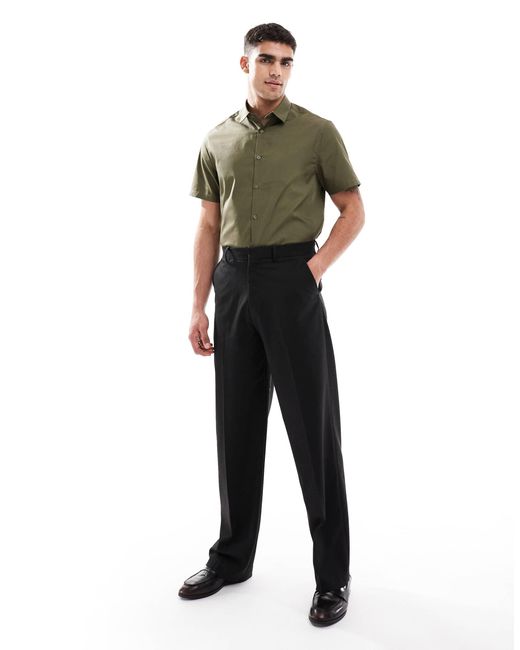 ASOS – elegantes, leicht zu bügelndes regular-fit-hemd in Green für Herren