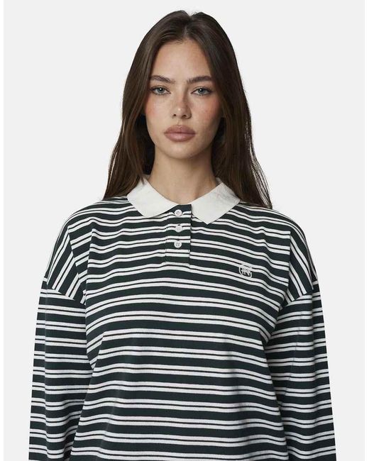 Good For Nothing Gray Striped Monogram Long Sleeve Polo