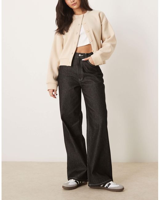 ASOS Natural Dad Jean With Contrast Stitching