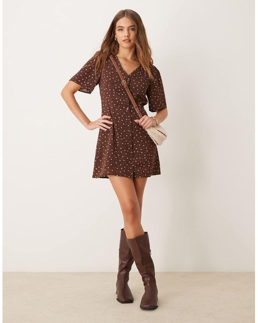 Glamorous Natural Mini Tea Dress With Tie Back