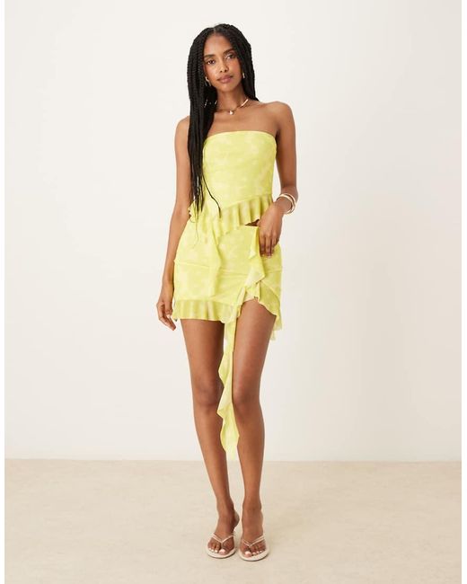 Collective The Label Yellow Asymmetric Frill Mini Skirt