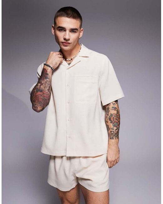 ASOS Recht Overhemd Met Normale Pasvorm En Linnenlook in het Gray voor heren