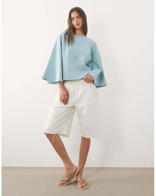 ASOS Blue Interlock Oversized Cape Style Top
