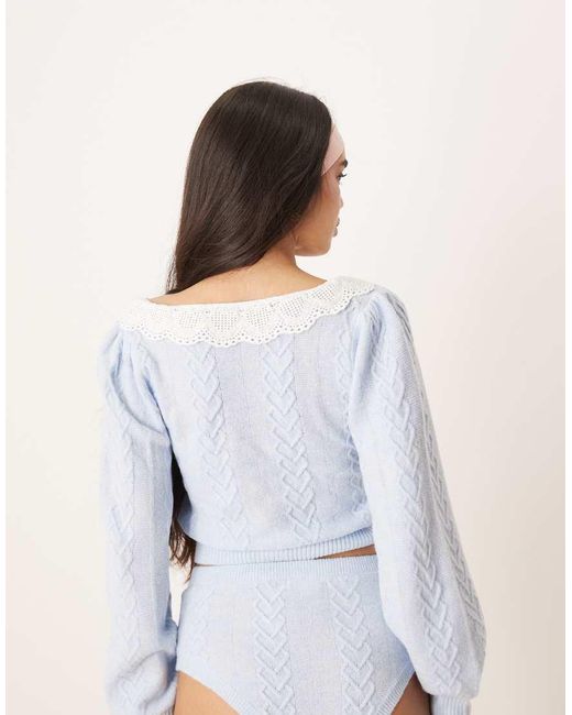 Cárdigan De Punto De Ochos Cupid De (Parte De Un Conjunto) For Love & Lemons de color White