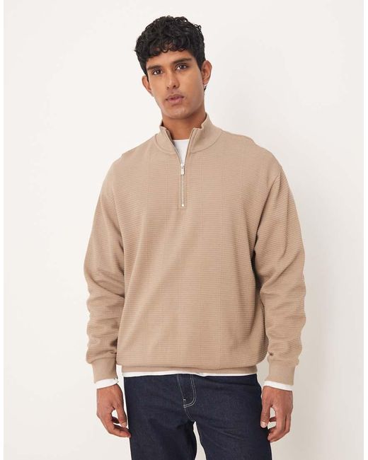 Sudadera Beis Extragrande Con Cremallera Corta De -Neutro ASOS de hombre de color Natural
