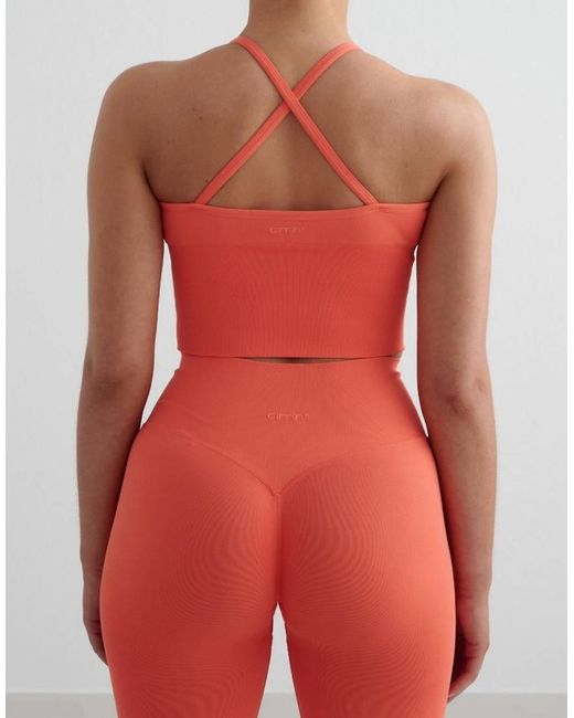Bralette Naranja Mandarina Moldeador Con Tirantes Cruzados En La Espalda Sin Costuras De Aim'n de color Red