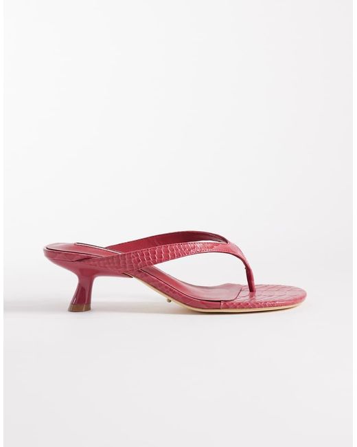 Tony Bianco Red Krista Kitten Heel Toe Thong Sandals