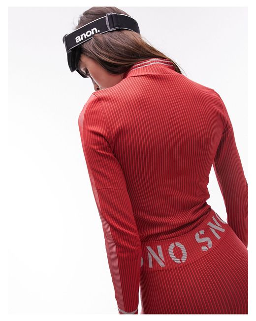 TOPSHOP Red Sno Ski Seamless Base Layer Over The Head Top