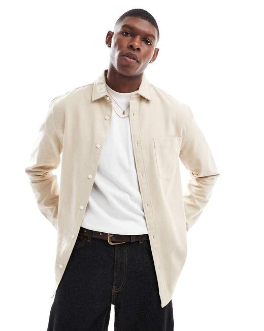 Camisa Oxford De Corte Estándar Con Acabado Cepillado De -Neutro ASOS de hombre de color Natural