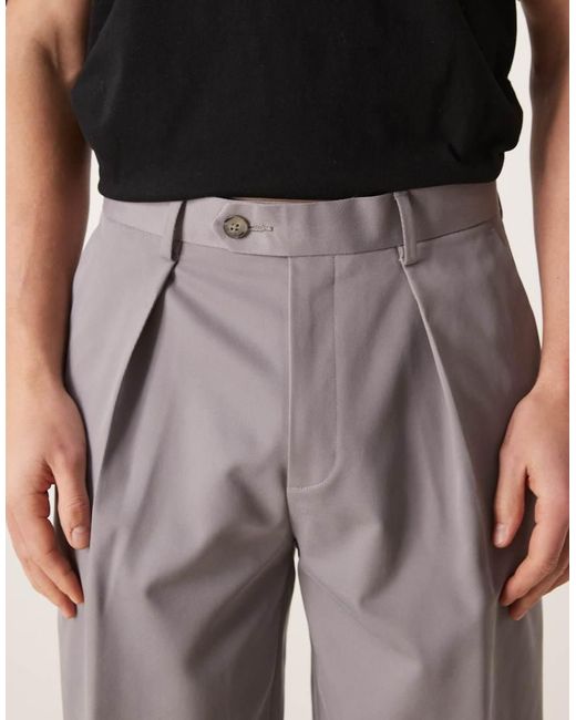 ASOS Gray Smart Oversized Tapered Pants for men