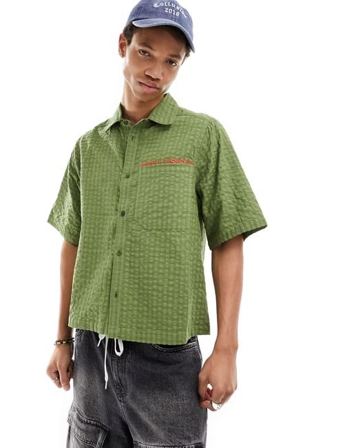 Collusion Green Check Short Sleeve Shirt for men