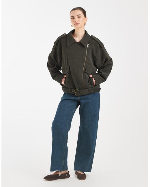 ASOS Black Oversized Leather Look Biker Jacket